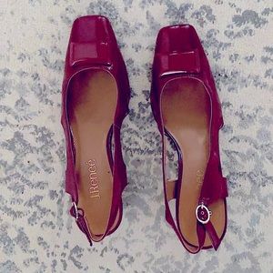 Red Block Slingback Heels